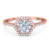 Round Natural Stone Hexagonal Ring