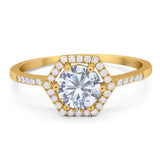 Round Natural Stone Hexagonal Ring