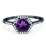 Round Natural Stone Hexagonal Ring