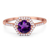 Round Natural Stone Hexagonal Ring