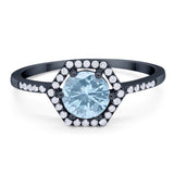 Round Natural Stone Hexagonal Ring