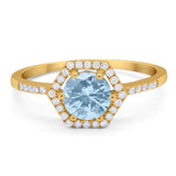 Round Natural Stone Hexagonal Ring