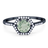 Round Natural Stone Hexagonal Ring