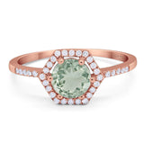 Round Natural Stone Hexagonal Ring