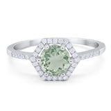 Round Natural Stone Hexagonal Ring