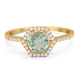 Round Natural Stone Hexagonal Ring