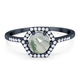 Round Natural Stone Hexagonal Ring