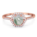 Round Natural Stone Hexagonal Ring