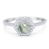 Round Natural Stone Hexagonal Ring