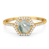 Round Natural Stone Hexagonal Ring