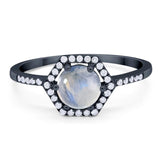 Round Natural Stone Hexagonal Ring