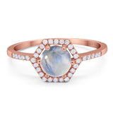 Round Natural Stone Hexagonal Ring