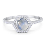 Round Natural Stone Hexagonal Ring