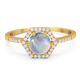 Round Natural Stone Hexagonal Ring