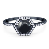 Round Natural Stone Hexagonal Ring