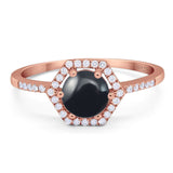 Round Natural Stone Hexagonal Ring