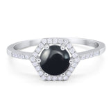 Round Natural Stone Hexagonal Ring