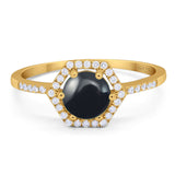 Round Natural Stone Hexagonal Ring