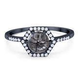 Round Natural Stone Hexagonal Ring