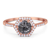 Round Natural Stone Hexagonal Ring