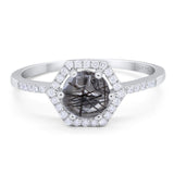 Round Natural Stone Hexagonal Ring