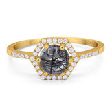 Round Natural Stone Hexagonal Ring