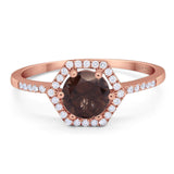 Round Natural Stone Hexagonal Ring