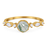 Vintage Style Round Natural Stone Beaded Ring