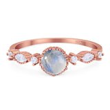 Vintage Style Round Natural Stone Beaded Ring