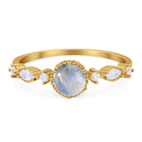 Vintage Style Round Natural Stone Beaded Ring