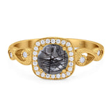 Art Deco Round Natural Stone Ring