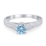Round Natural Aquamarine Vintage Style Ring 925 Sterling Silver