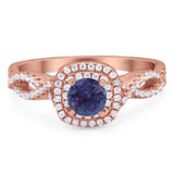 Art Deco Round Natural Stone Twisted Ring