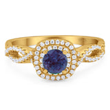 Art Deco Round Natural Stone Twisted Ring