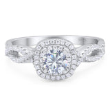 Art Deco Round Moissanite Infinity Shank Twisted Ring 925 Sterling Silver