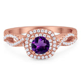 Art Deco Round Natural Stone Twisted Ring