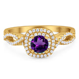 Art Deco Round Natural Stone Twisted Ring