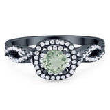 Art Deco Round Natural Stone Twisted Ring