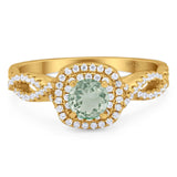 Art Deco Round Natural Stone Twisted Ring