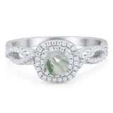 Art Deco Round Natural Stone Twisted Ring