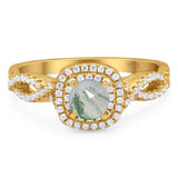 Art Deco Round Natural Stone Twisted Ring