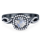 Art Deco Round Natural Stone Twisted Ring