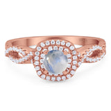 Art Deco Round Natural Stone Twisted Ring