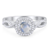 Art Deco Round Natural Stone Twisted Ring