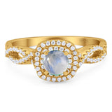 Art Deco Round Natural Stone Twisted Ring