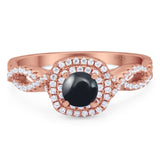 Art Deco Round Natural Stone Twisted Ring