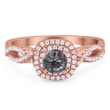 Art Deco Round Natural Stone Twisted Ring