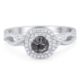 Art Deco Round Natural Stone Twisted Ring