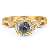 Art Deco Round Natural Stone Twisted Ring