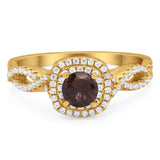 Art Deco Round Natural Stone Twisted Ring